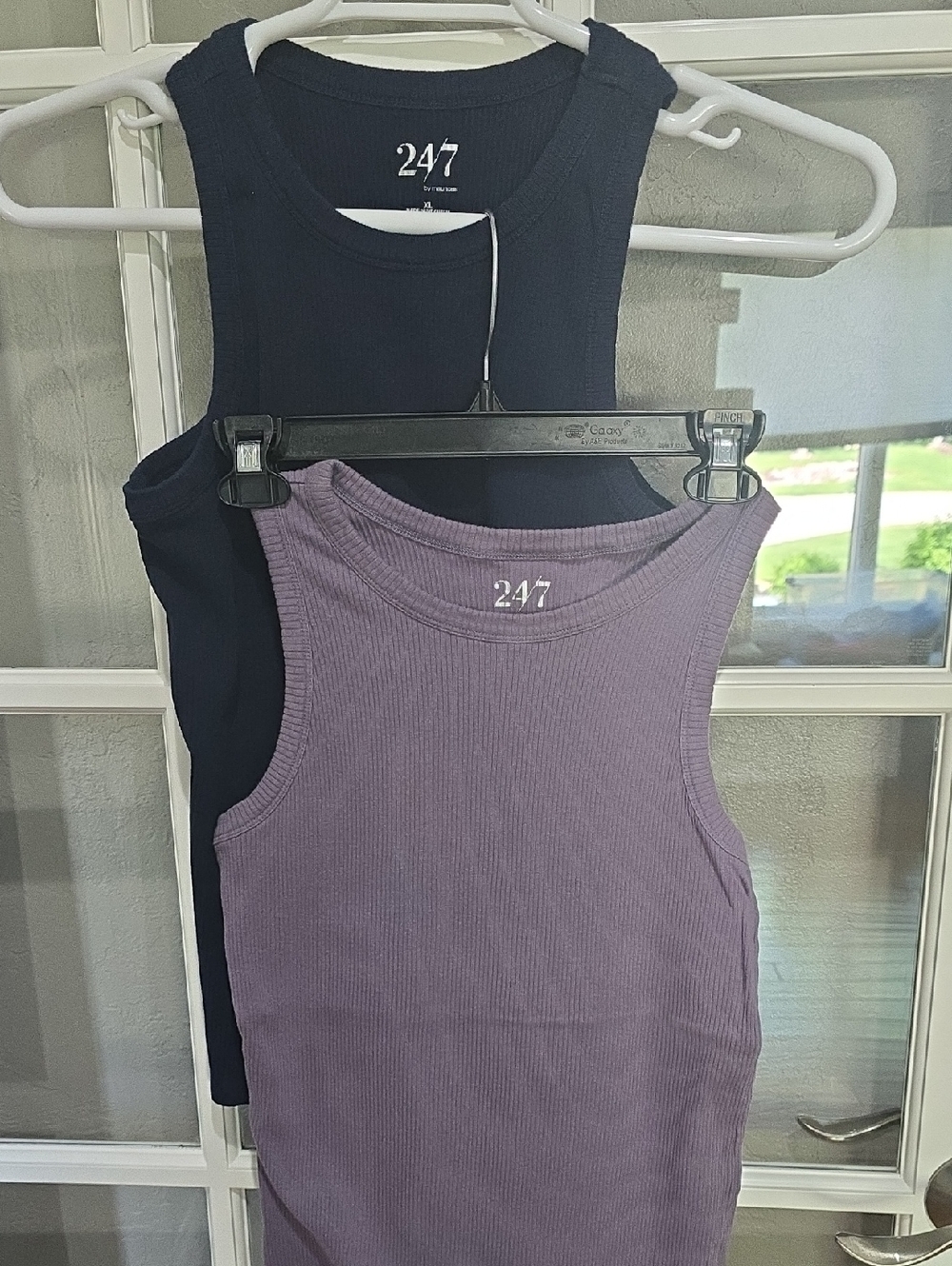 24/7 Maurices Ribbed Tank Tops Set Of 2 Purple and Navy